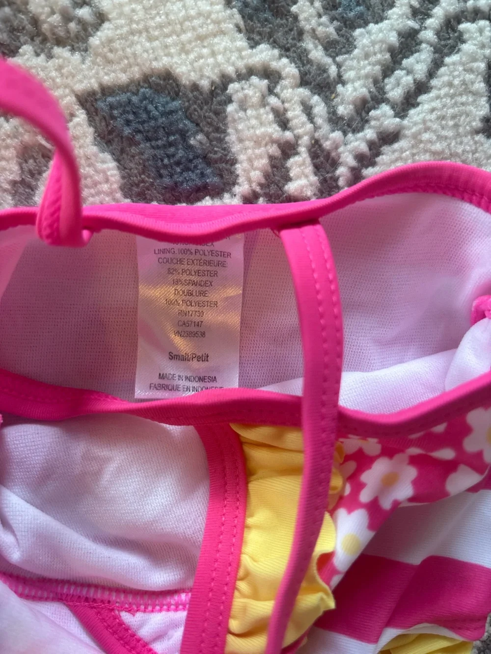Girls Two-Piece Swim Set - Pink Stripes & Black Cow Print